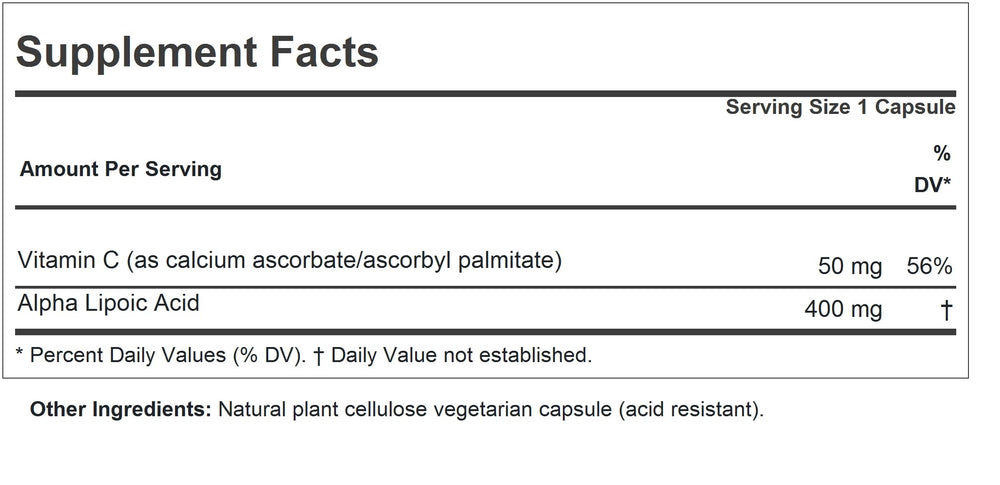 Close-up of ANDREW LESSMAN Alpha Lipoic Acid capsules emphasizing high potency