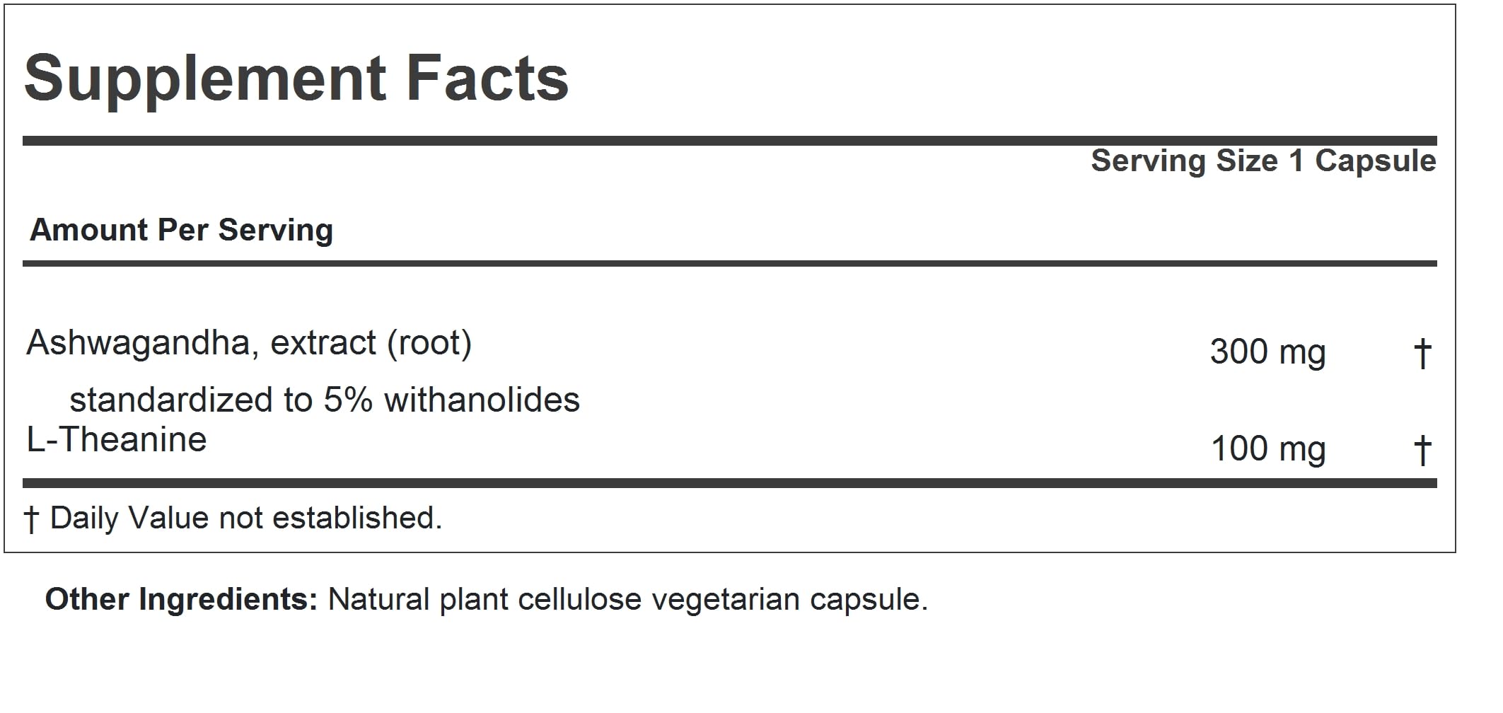 Closeup of Andrew Lessman Ashwagandha + Theanine capsules for gentle relaxation.