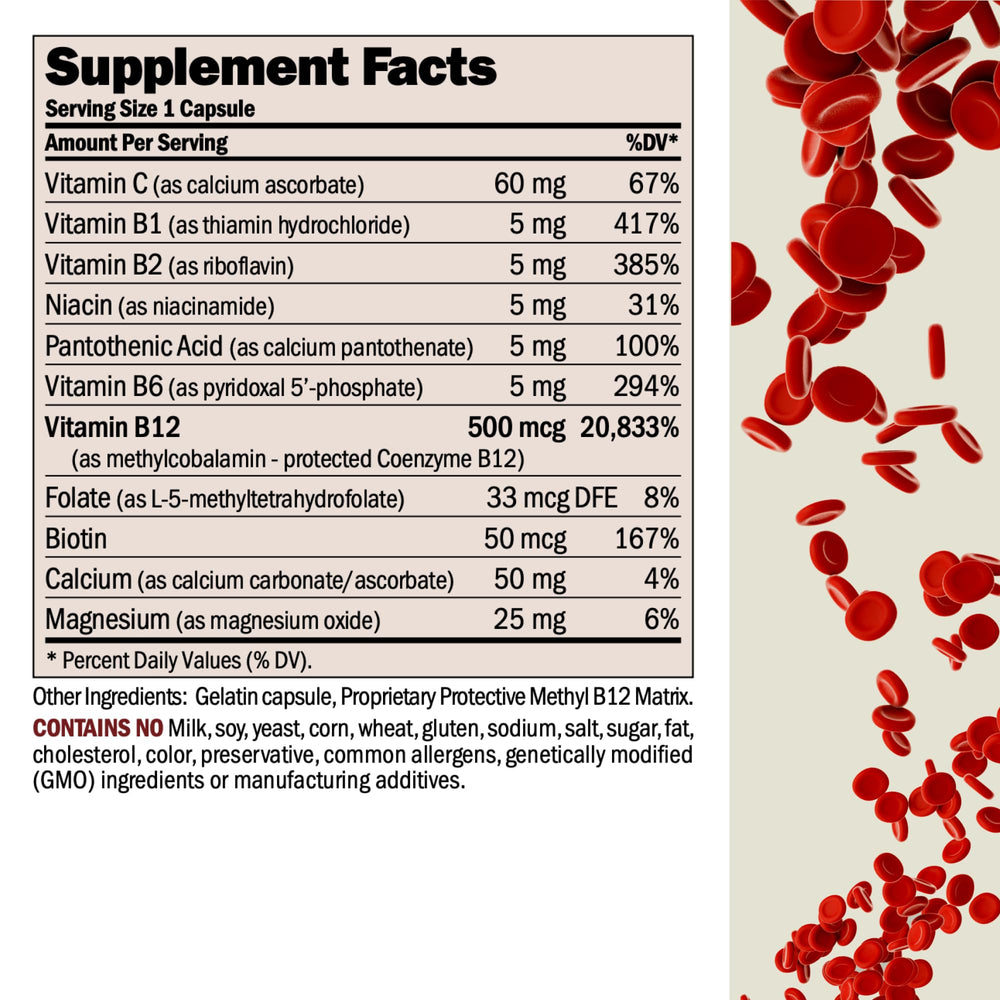 ANDREW LESSMAN B12 capsules easy-to-swallow for daily use.