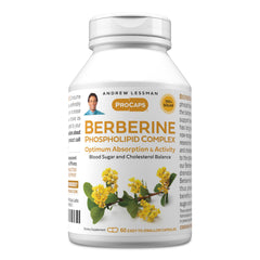 Andrew Lessman Berberine Phospholipid Complex bottle shown for easy swallowing and enhanced absorption.