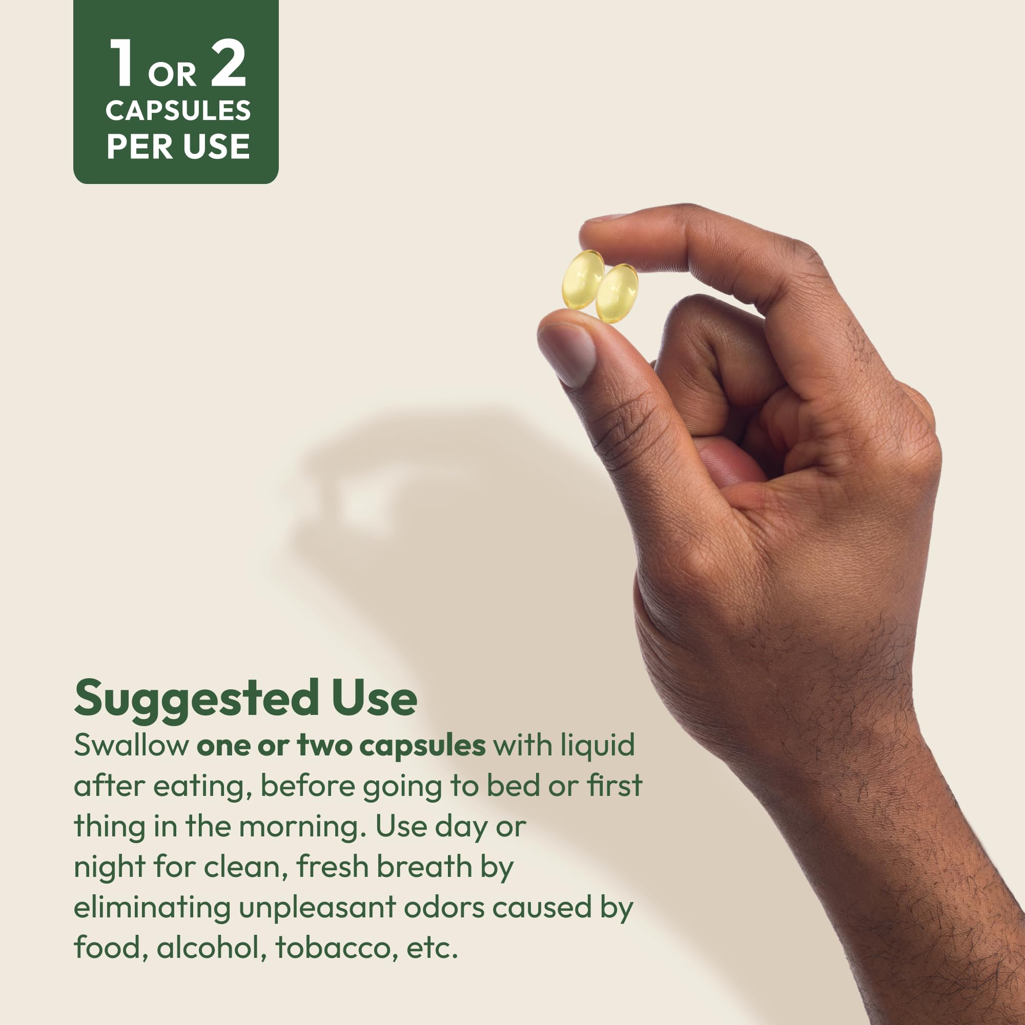 Dairy-free and gluten-free Breath Plus 360 label focused on a clean formula.