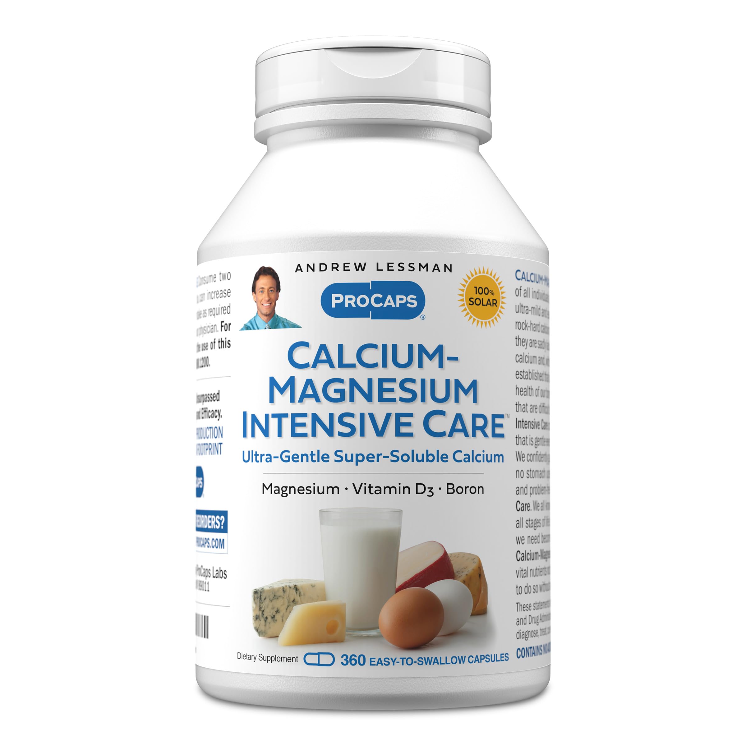 ANDREW LESSMAN Calcium Magnesium Intensive Care bottle, easy-to-swallow capsules for daily bone support