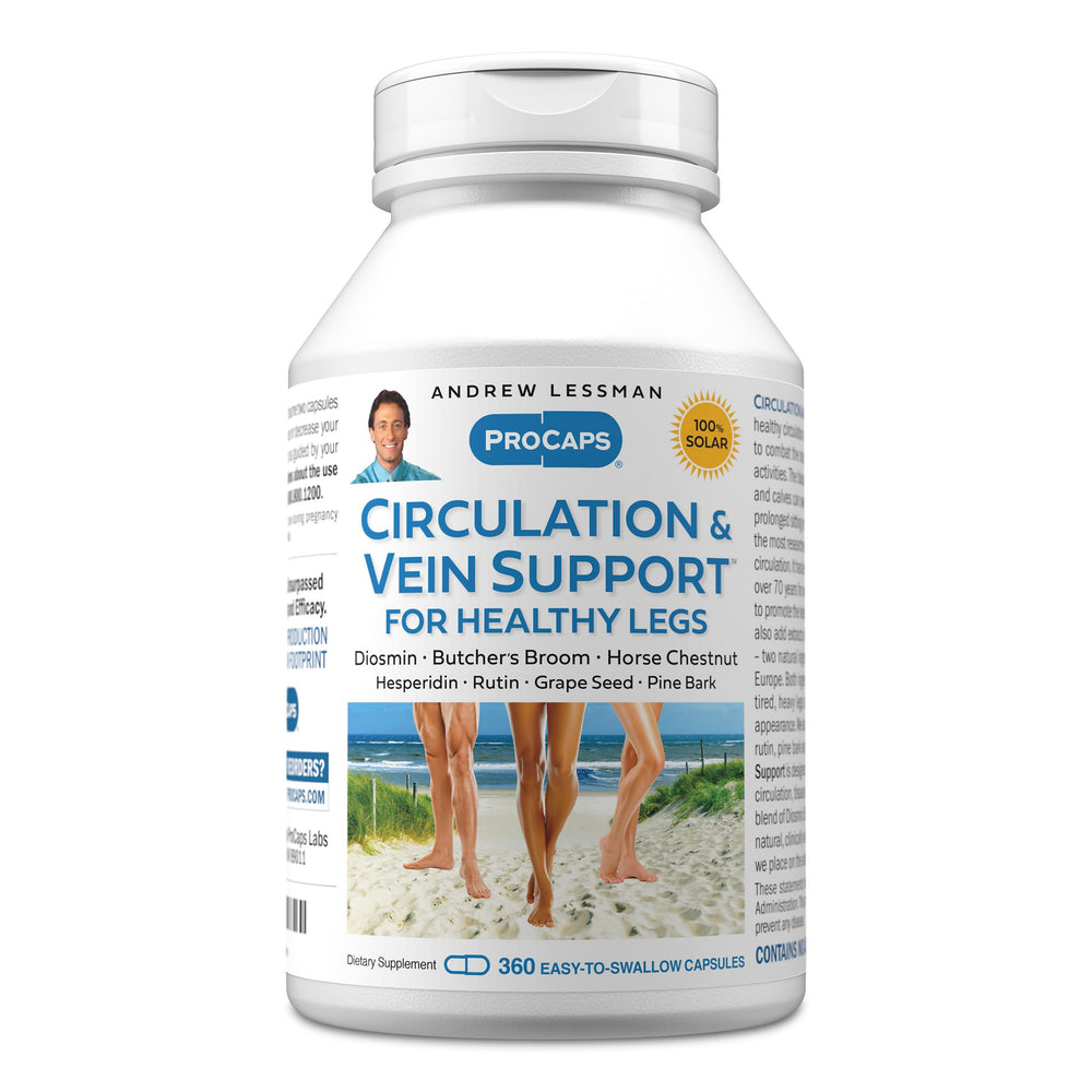 Andrew Lessman Circulation Vein Support bottle for daily leg comfort.