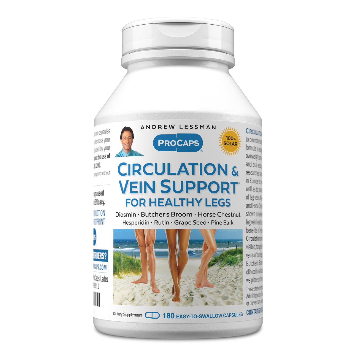 Andrew Lessman Circulation and Vein Support bottle highlighting leg comfort potential