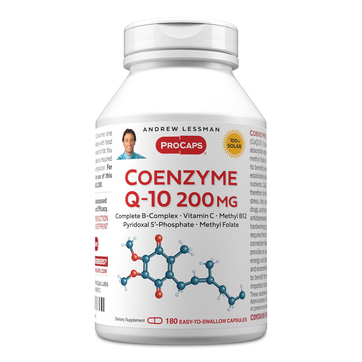 Andrew Lessman CoQ10 200 mg bottle pouring capsules for energy support