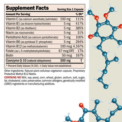 Andrew Lessman CoQ-10 300mg capsules closeup shows easy-to-swallow design for daily intake.