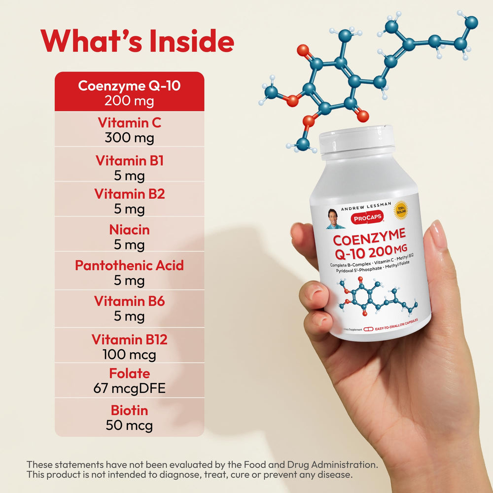Andrew Lessman CoQ10 bottle label details premium ingredients for daily wellness