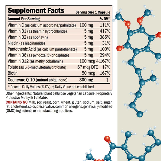 Close-up of ANDREW LESSMAN CoQ-10 capsules showing easy swallow