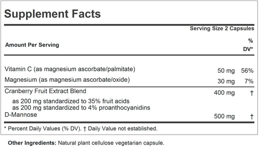 Andrew Lessman Cranberry with D-Mannose capsules for daily urinary tract health