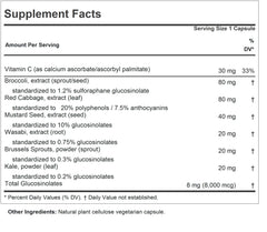 ANDREW LESSMAN cruciferous extracts bottle side illustrates capsule form for easy daily intake.