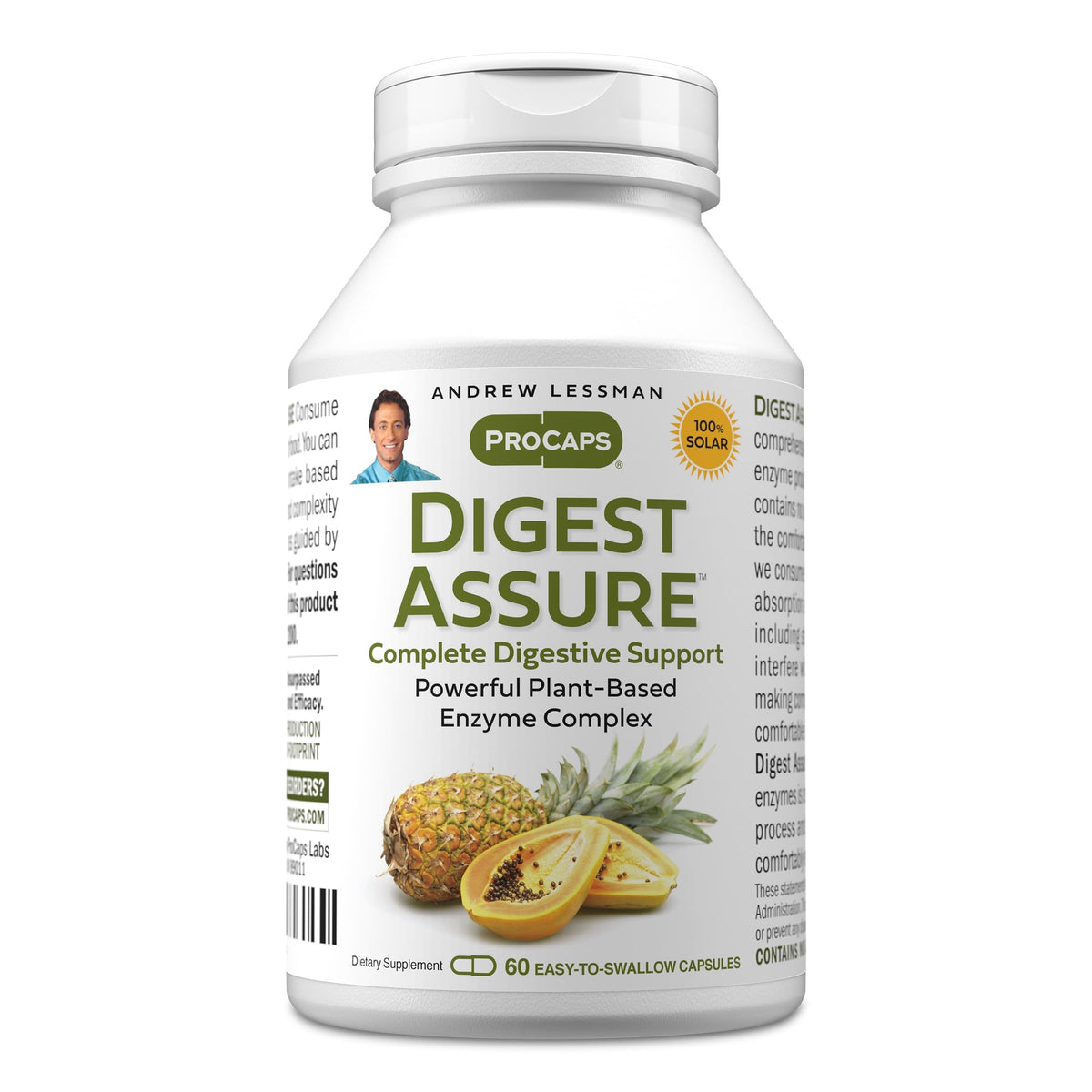 Andrew Lessman Digest Assure front bottle with vegetarian enzyme blend for digestive support