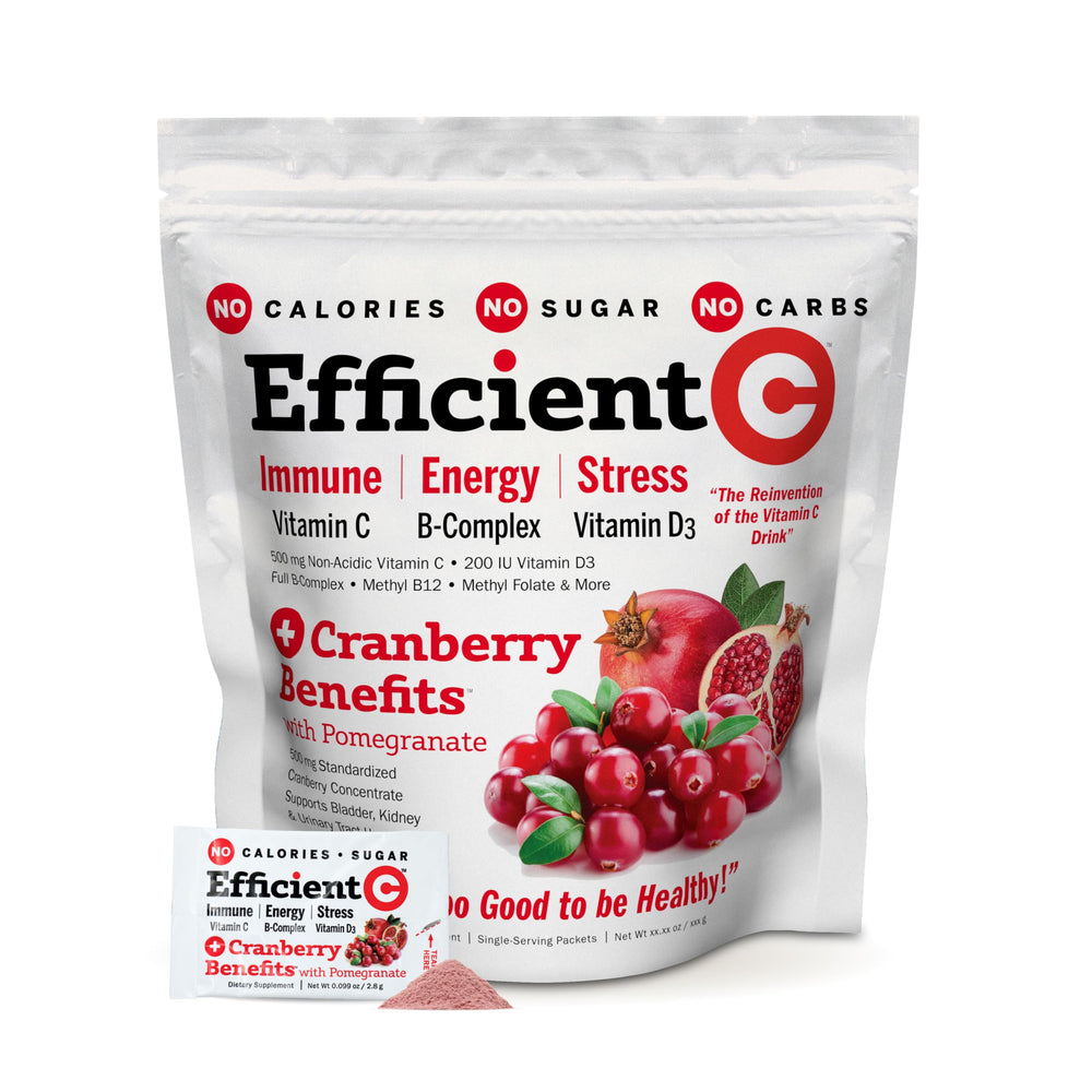 Andrew Lessman Efficient C + Cranberry bottle pour for easy mixing and on-the-go immune support.