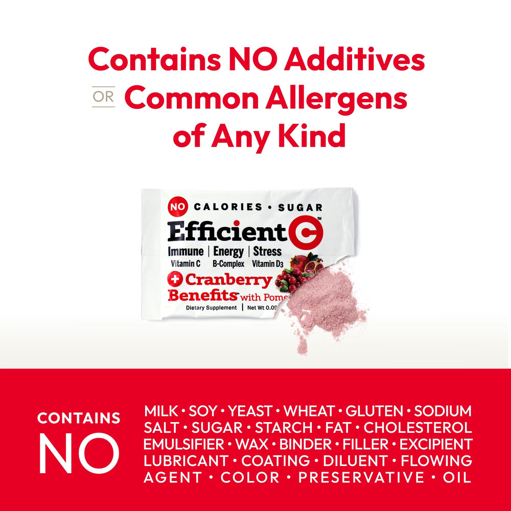 ANDREW LESSMAN Efficient C + Cranberry Benefits packaging close-up showing recyclable design