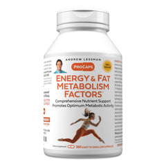 Andrew Lessman Energy and Fat Metabolism Factors bottle highlighting capsules for daily energy support.