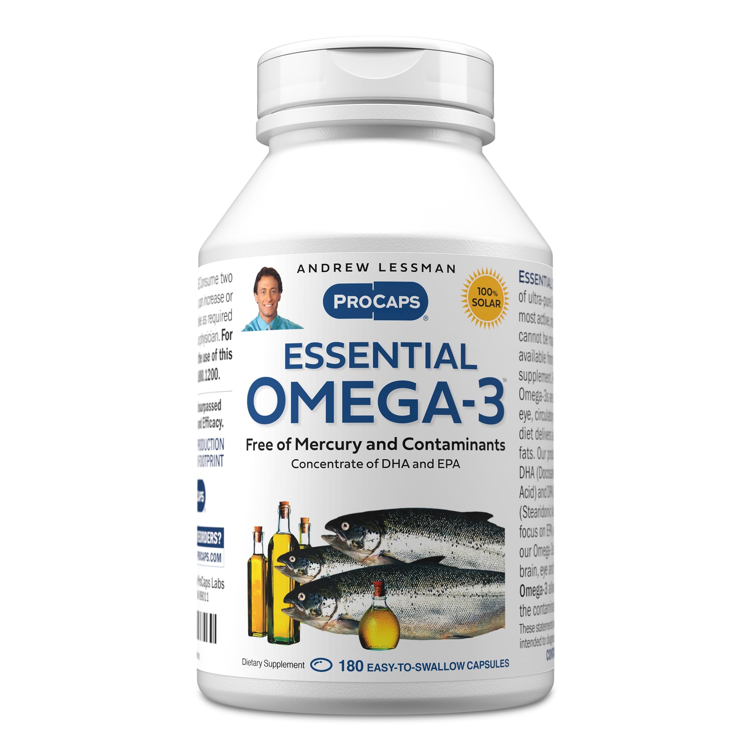 ANDREW LESSMAN Essential Omega-3 bottle front showing ultra-pure capsules for daily brain support
