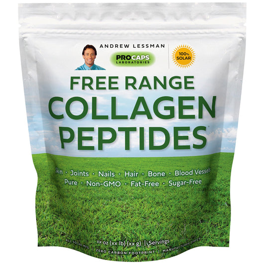 Andrew Lessman Free Range Collagen Peptides bottle for smooth skin and joints.
