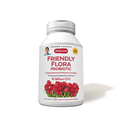 Andrew Lessman Friendly Flora bottle front view supports daily digestive balance.