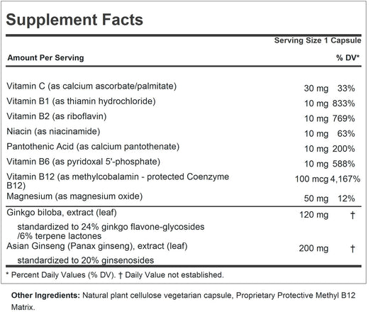 Capsules of Andrew Lessman Ginkgo 120 Plus Ginseng in a pure, additive-free formula