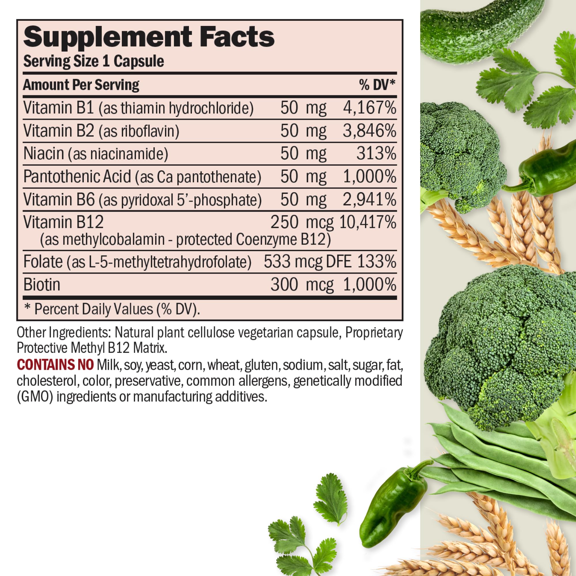 ANDREW LESSMAN B-Complex 360 capsules label closeup highlighting bioactive vitamins.