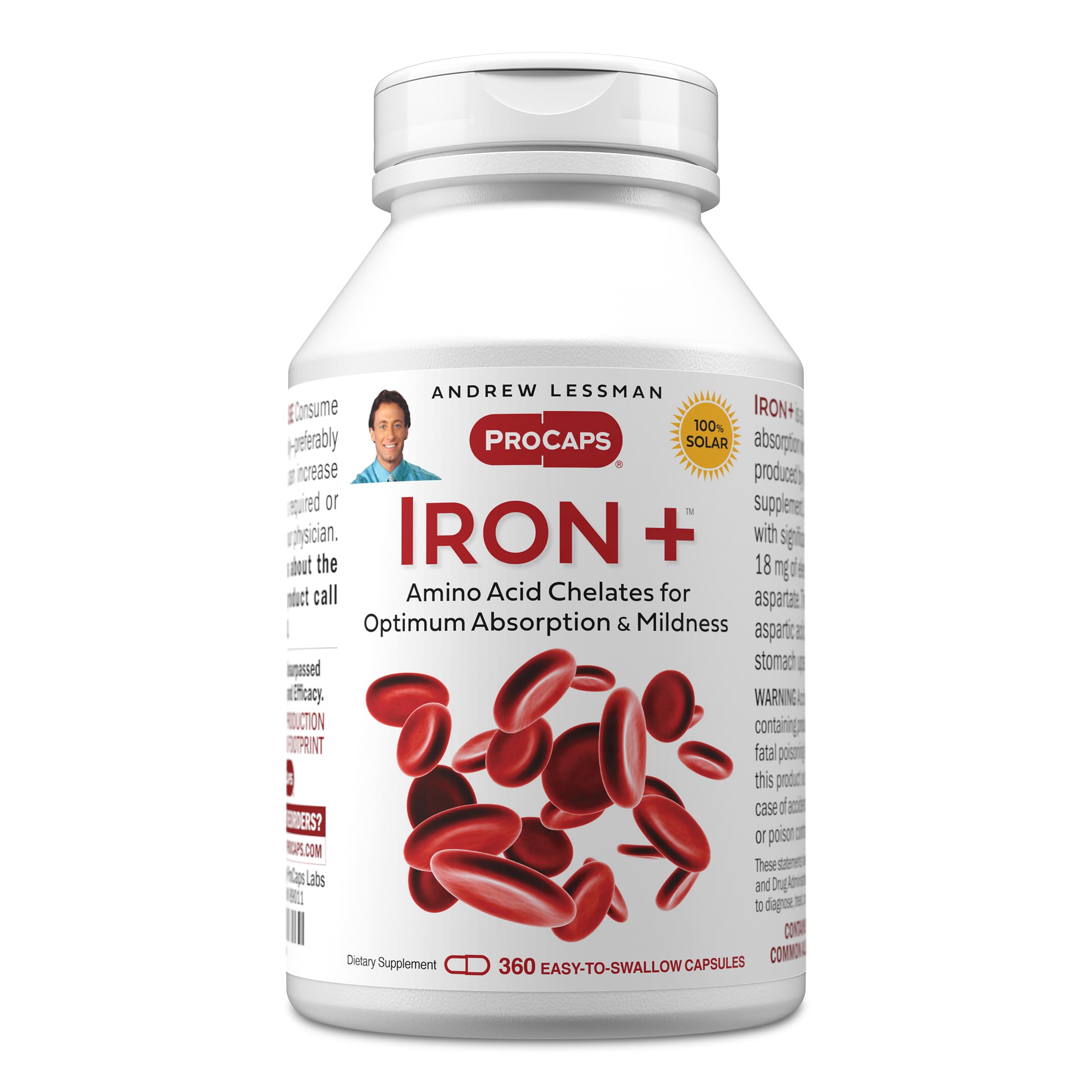 ANDREW LESSMAN Iron Plus bottle: easy-to-store daily supplement for iron support.