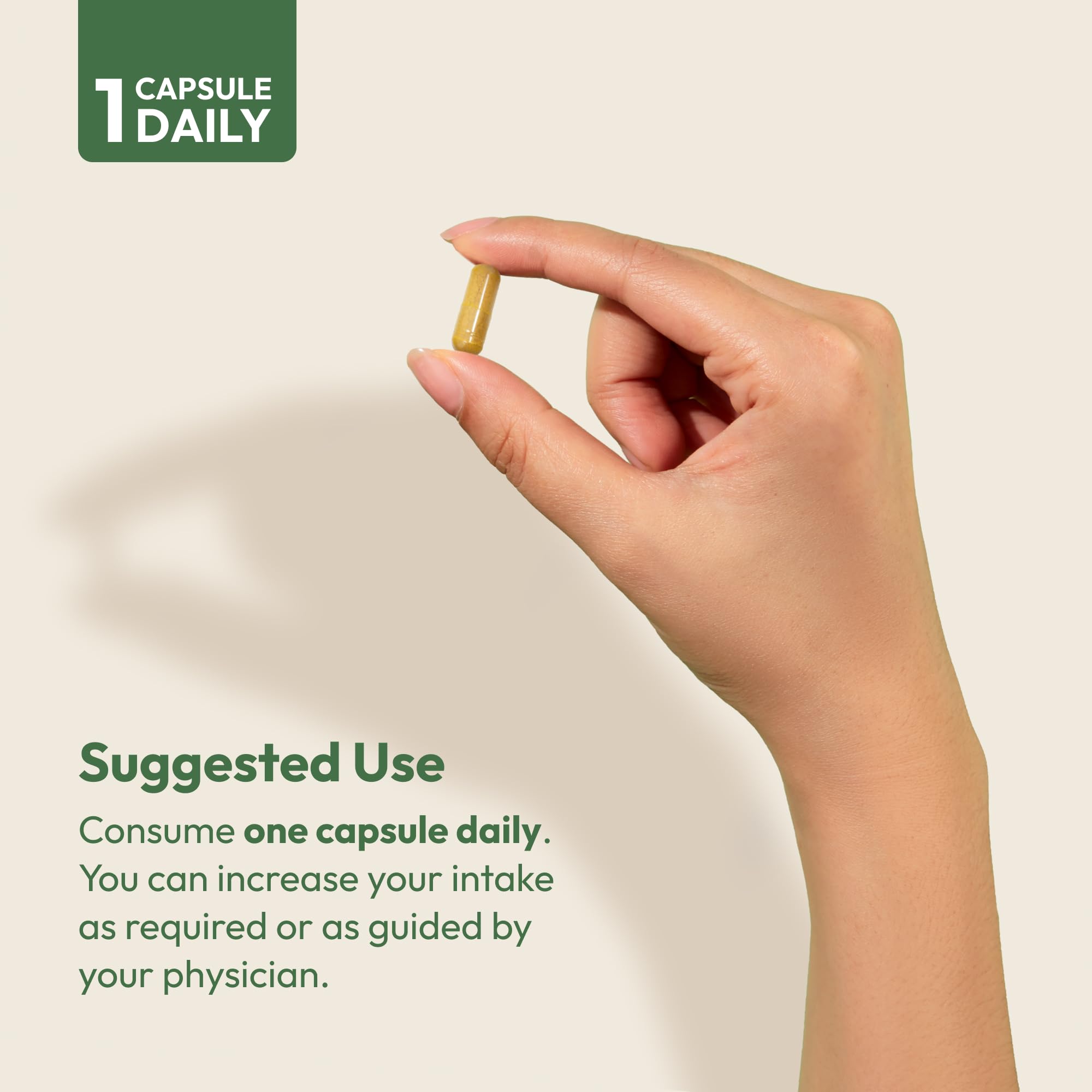 Dosage capsules image illustrating daily serving for consistent support