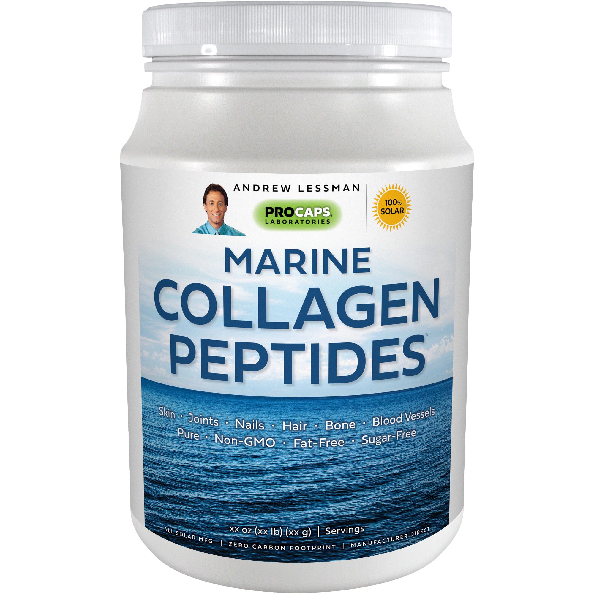 ANDREW LESSMAN Marine Collagen Peptides bottle displayed for daily use and purity