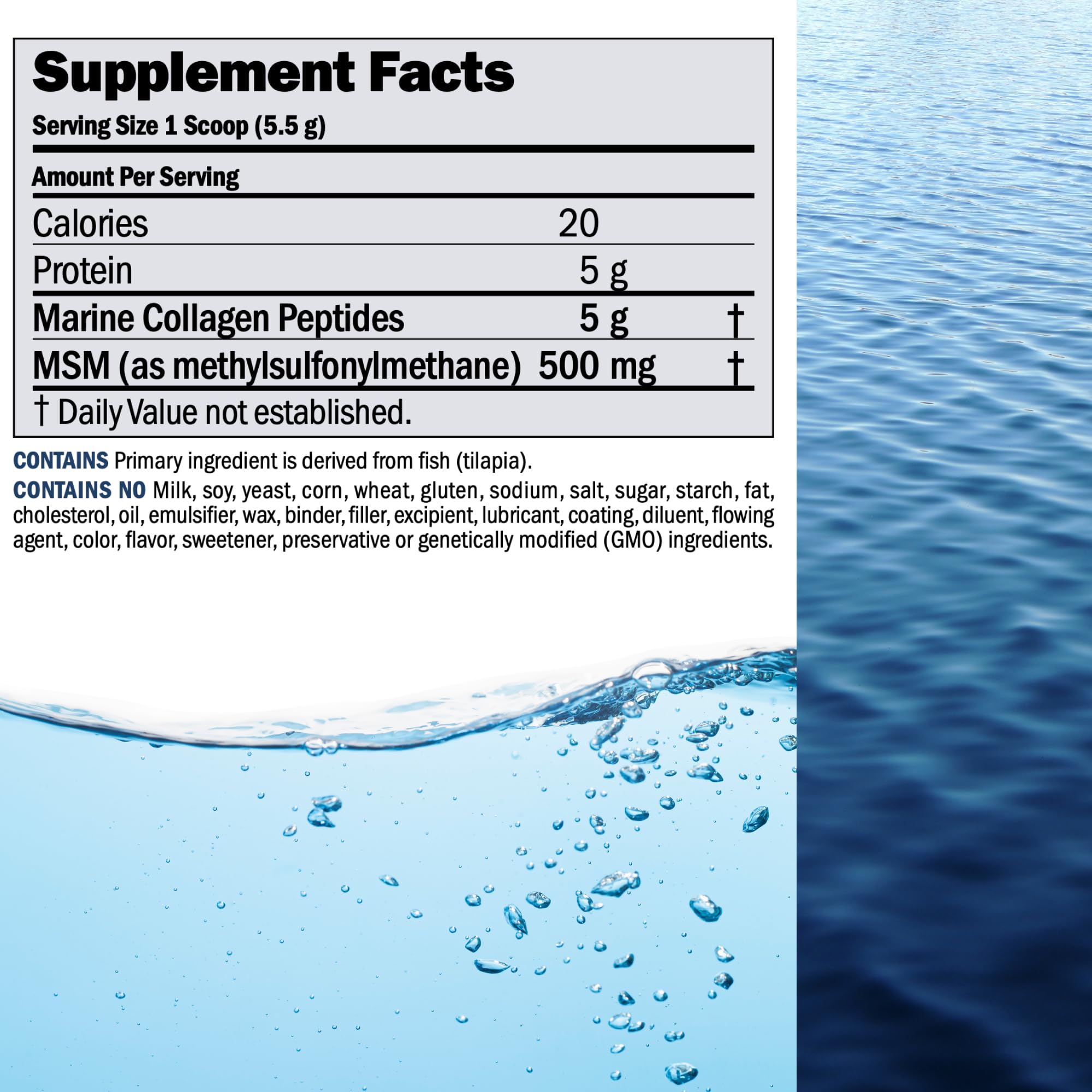 Scoop of powder highlighting MSM-enhanced blend for daily protein intake