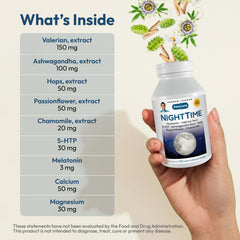 Pour shot of Night Time capsules, suggesting an easy nightly routine