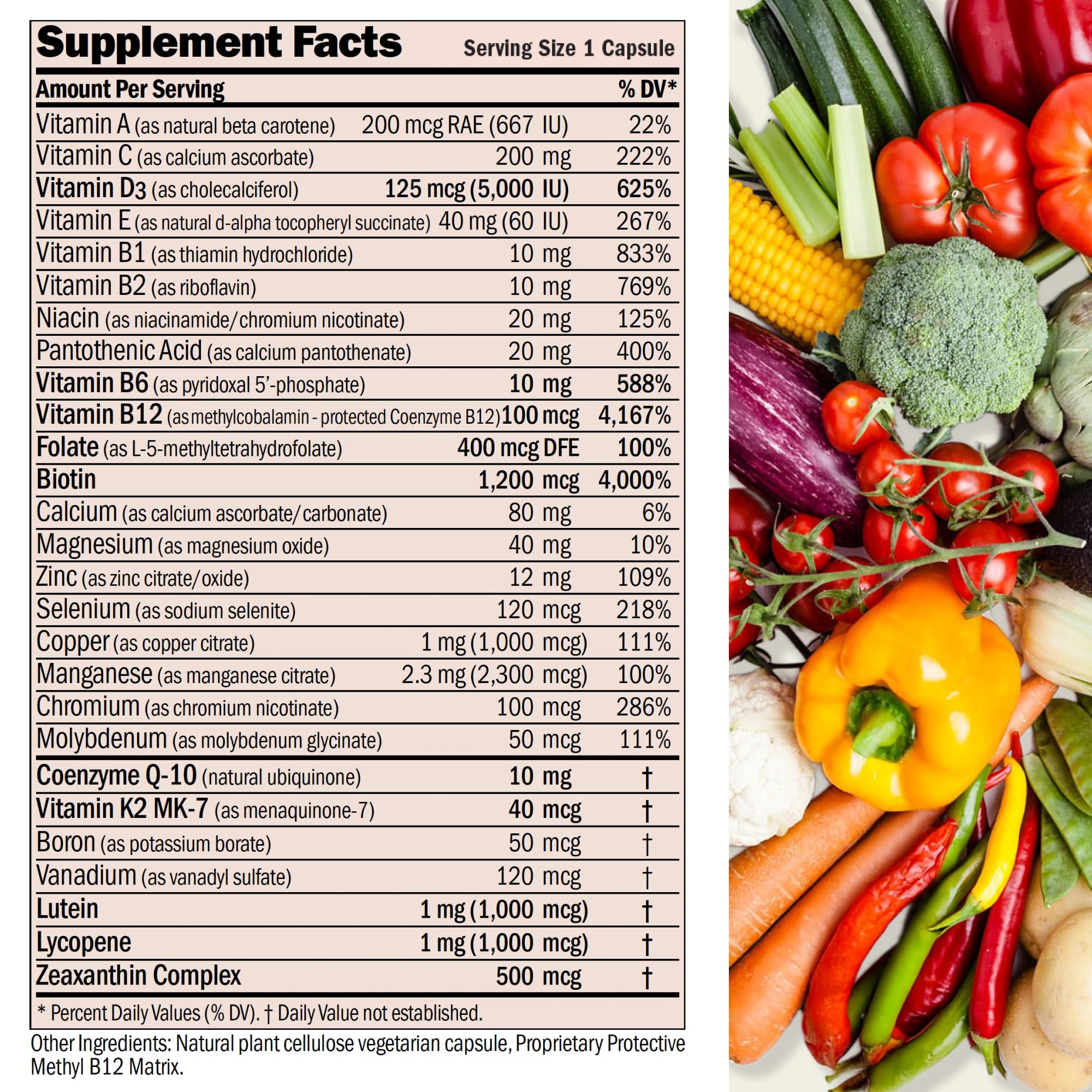 Andrew Lessman Nuoncemax capsules on side view, high-potency daily dose for energy support.