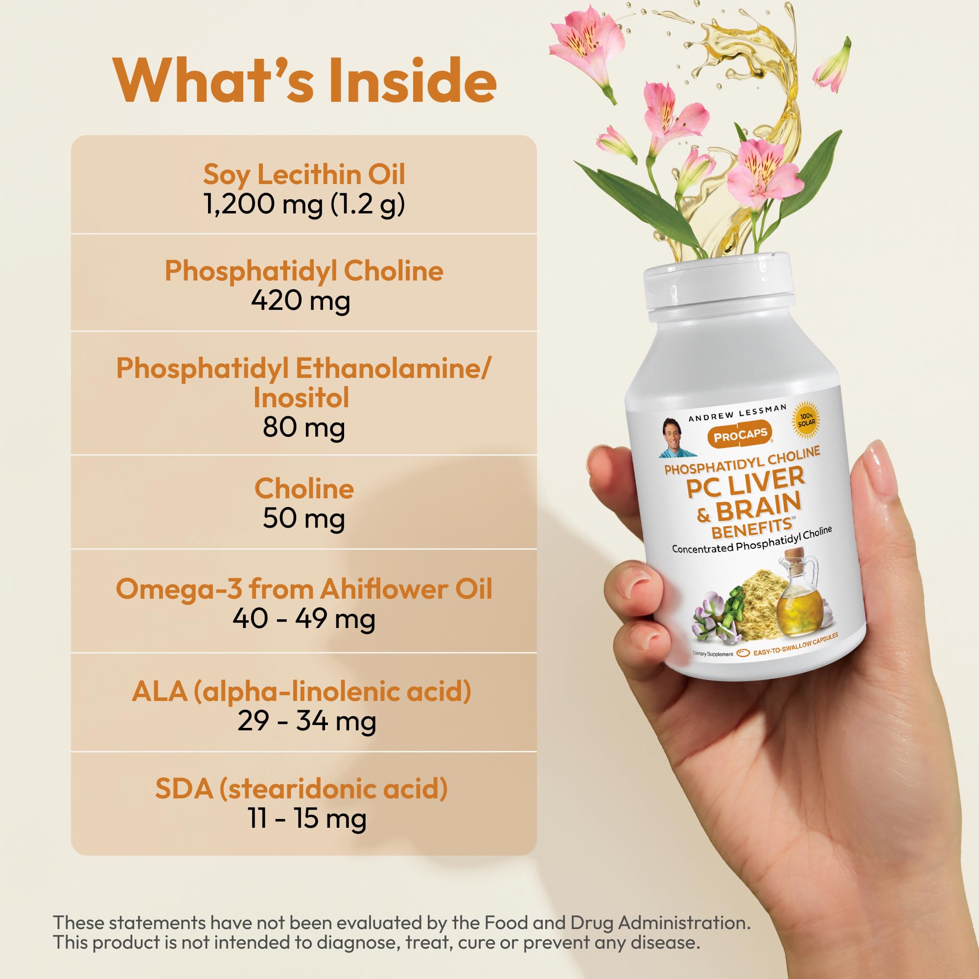 Andrew Lessman PC Liver and Brain 360 softgels label highlights clean formula.