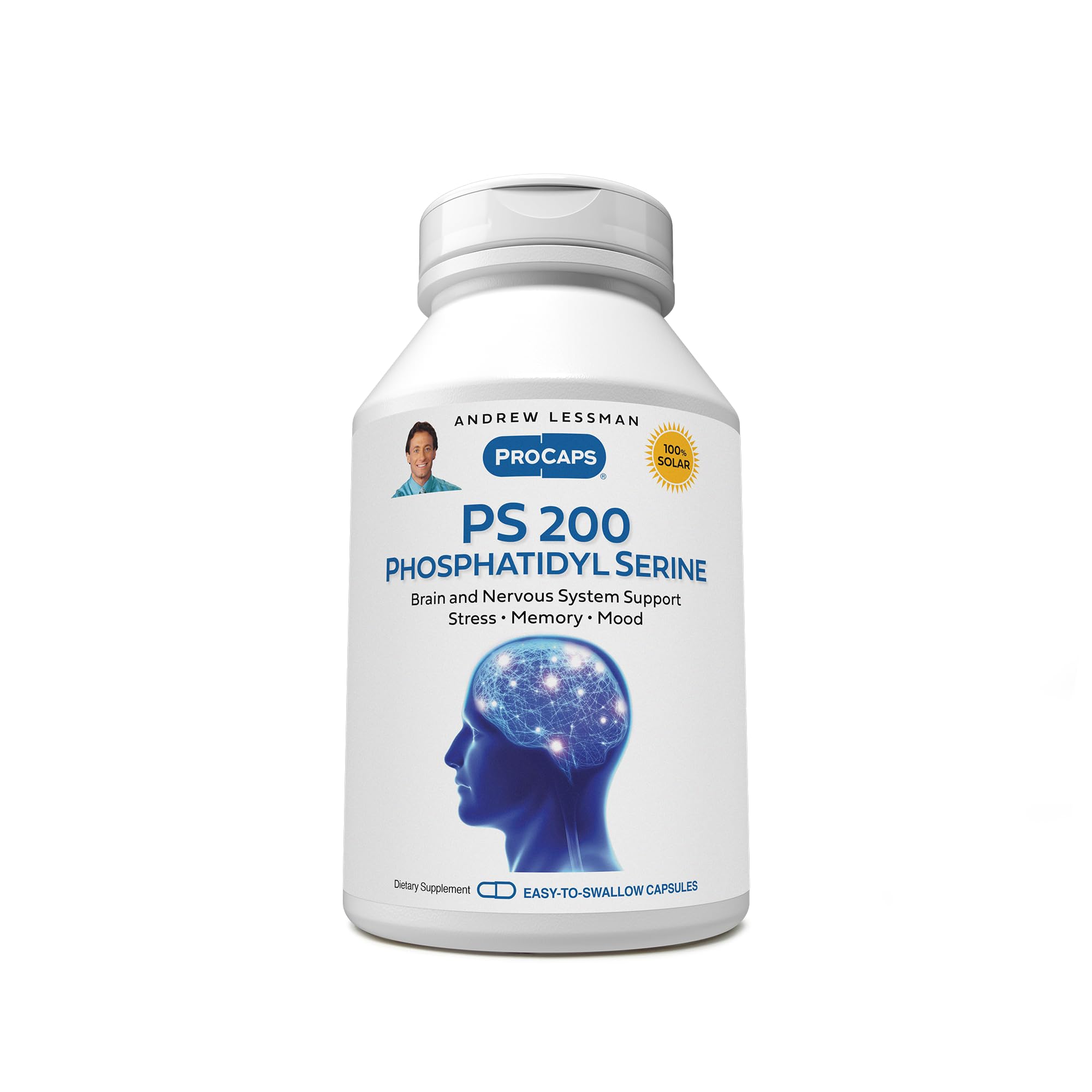 Andrew Lessman PS200 bottle with capsules for daily brain support.
