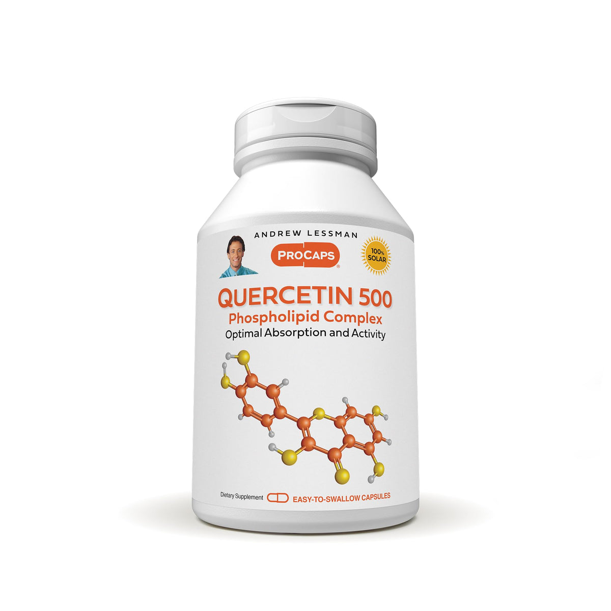 Andrew Lessman Quercetin 500mg bottle with capsules for daily circulation support.