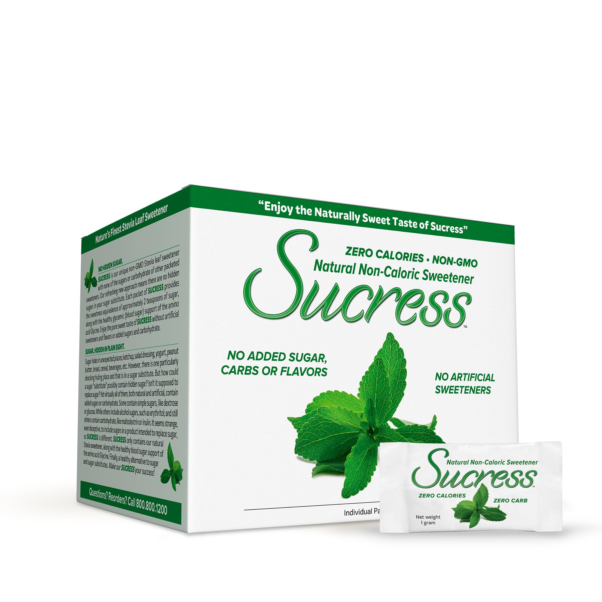Andrew Lessman Sucress packets front view for zero-calorie sweetness