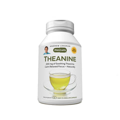 ANDREW LESSMAN Theanine 200 mg bottle promoting calm daily focus.