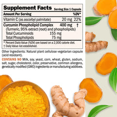 Andrew Lessman Turmeric 400mg capsules closeup highlighting small, easy-to-swallow capsules.