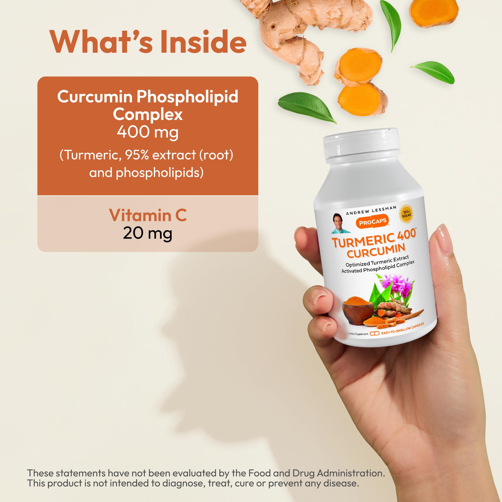 ANDREW LESSMAN Turmeric 400mg phospholipid complex emphasizes improved absorption visual.