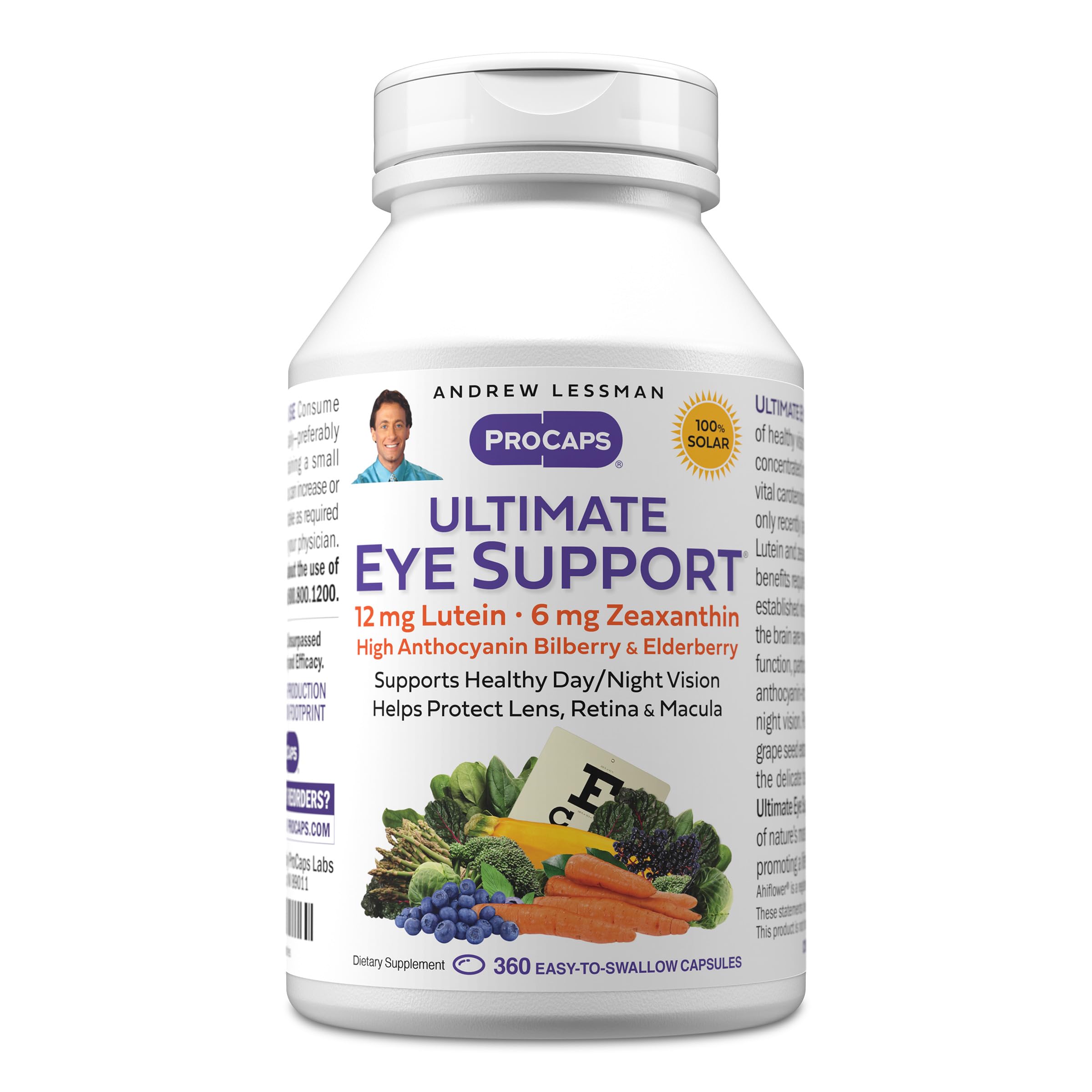 Andrew Lessman Ultimate Eye Support 360 softgels bottle front for daily eye care.