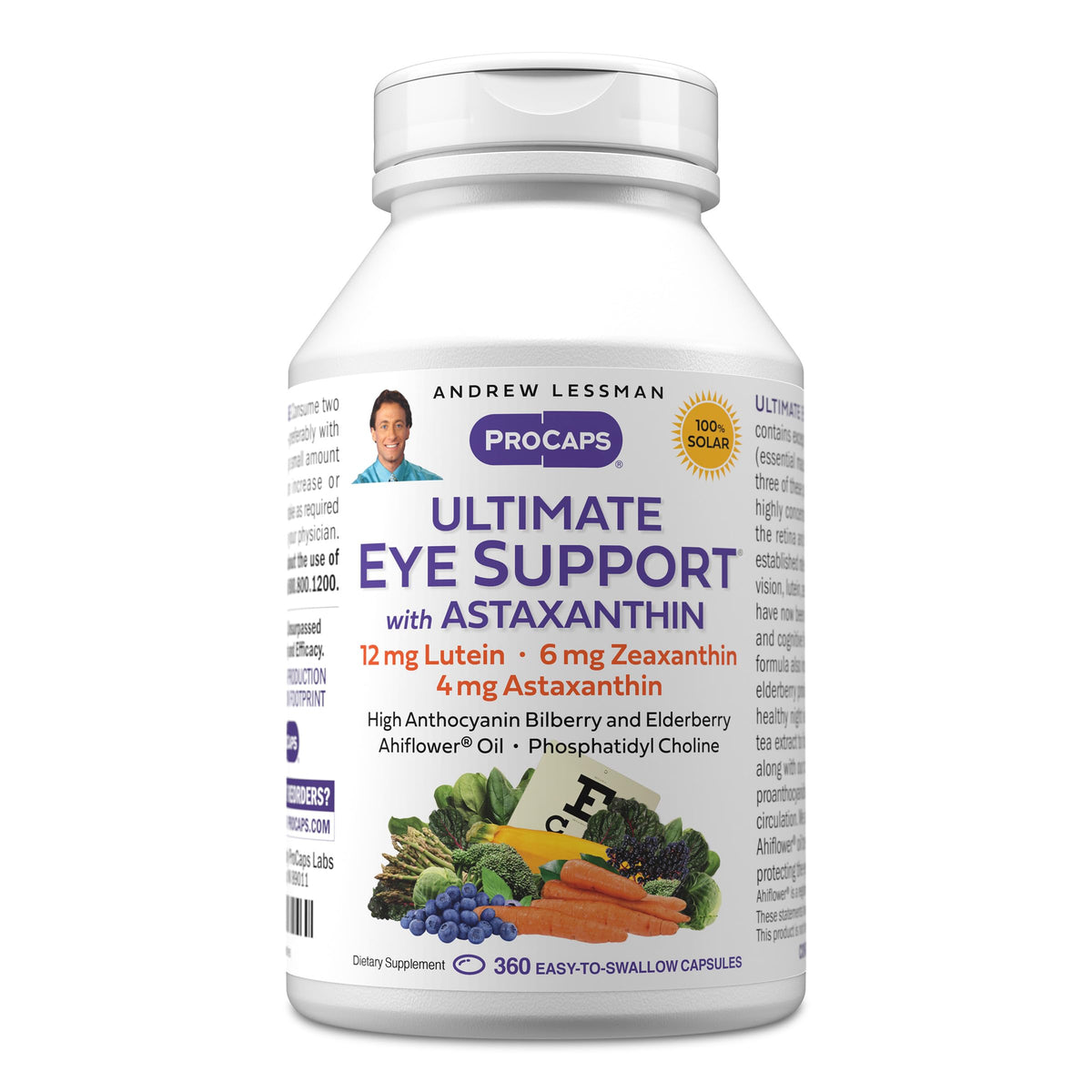 Andrew Lessman Ultimate Eye Support bottle with capsules for daily eye nourishment and macular support.