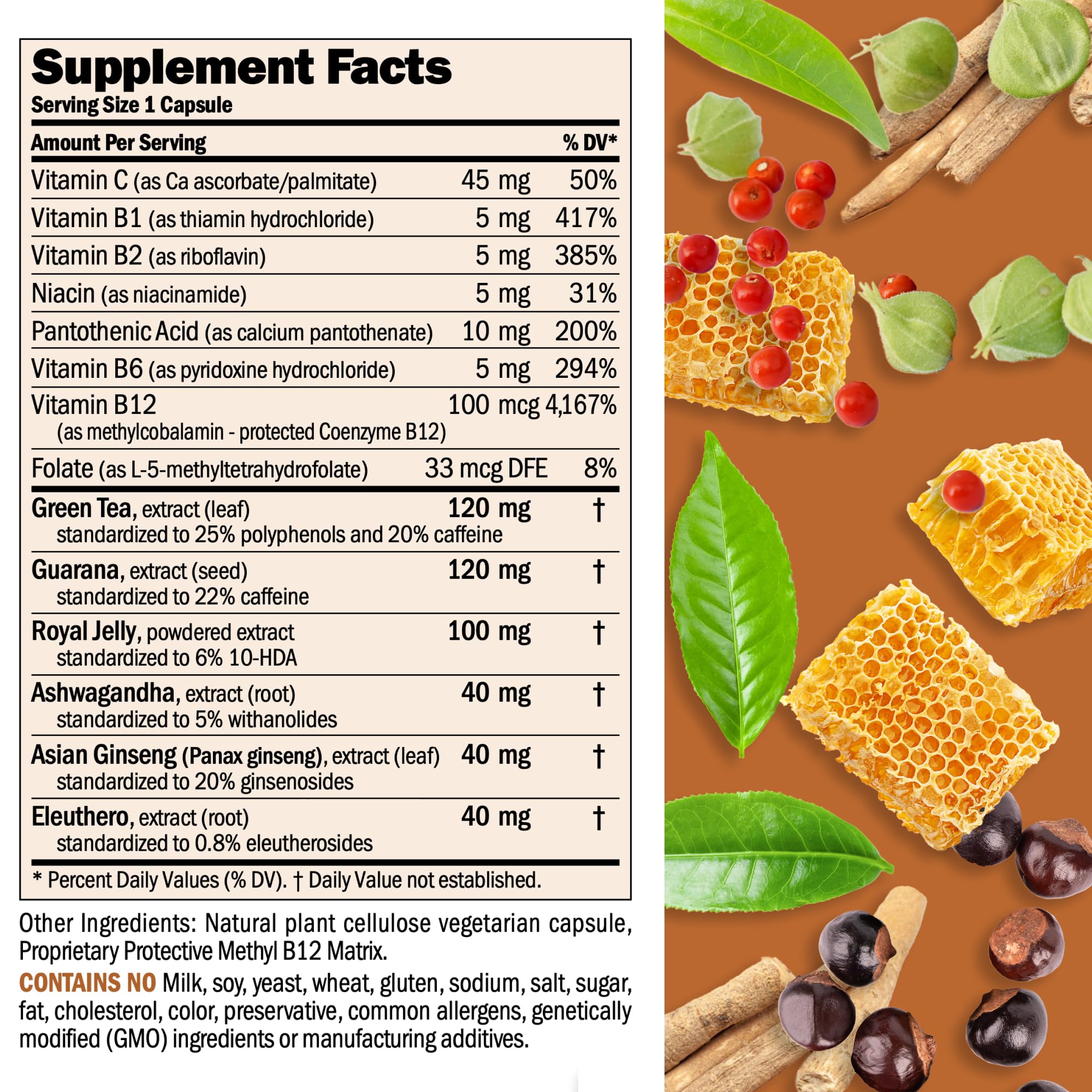 Andrew Lessman Urgent Energy ingredients close-up highlighting vitality-supporting extracts