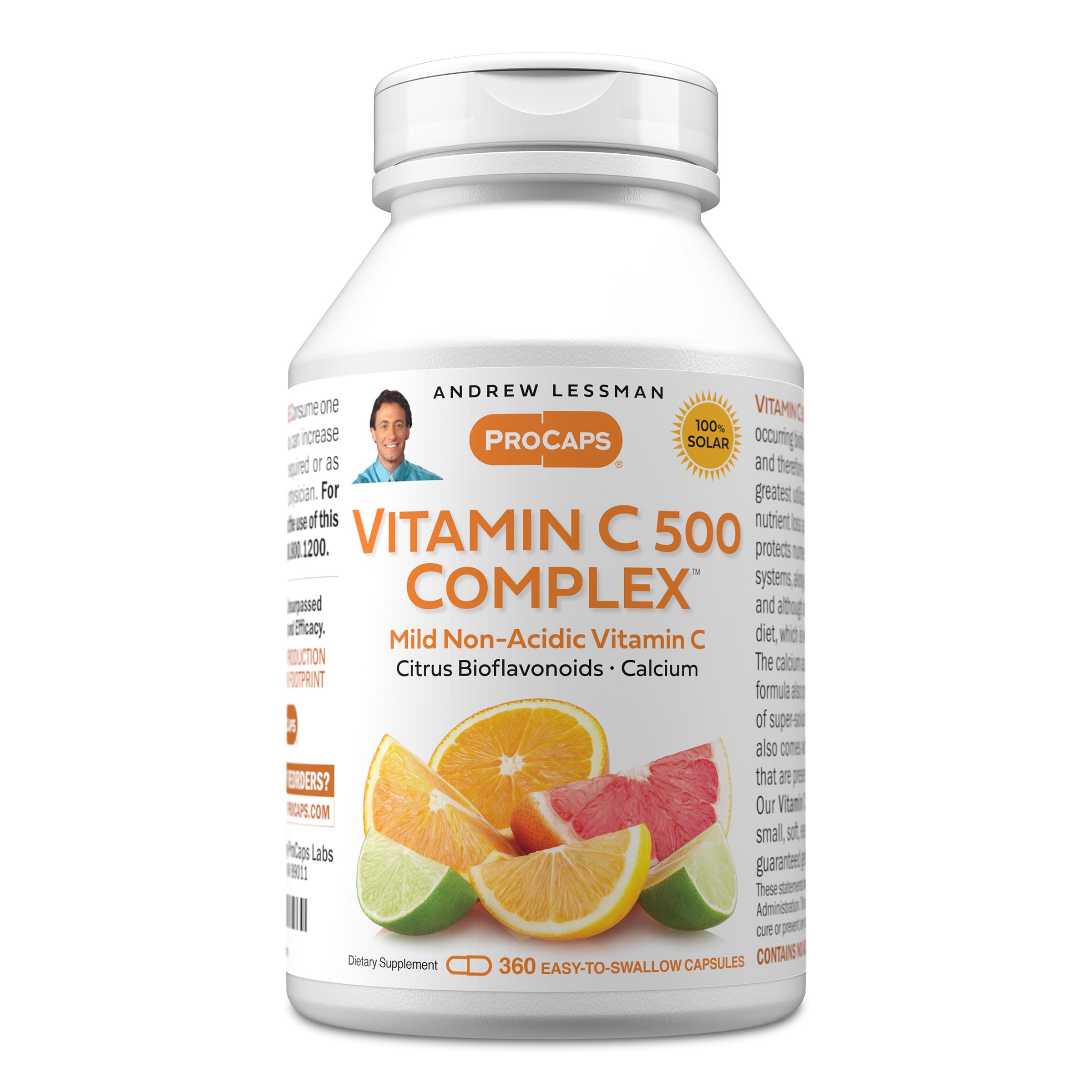 Andrew Lessman Vitamin C 500 Complex bottle with easy-to-swallow capsules for daily use.