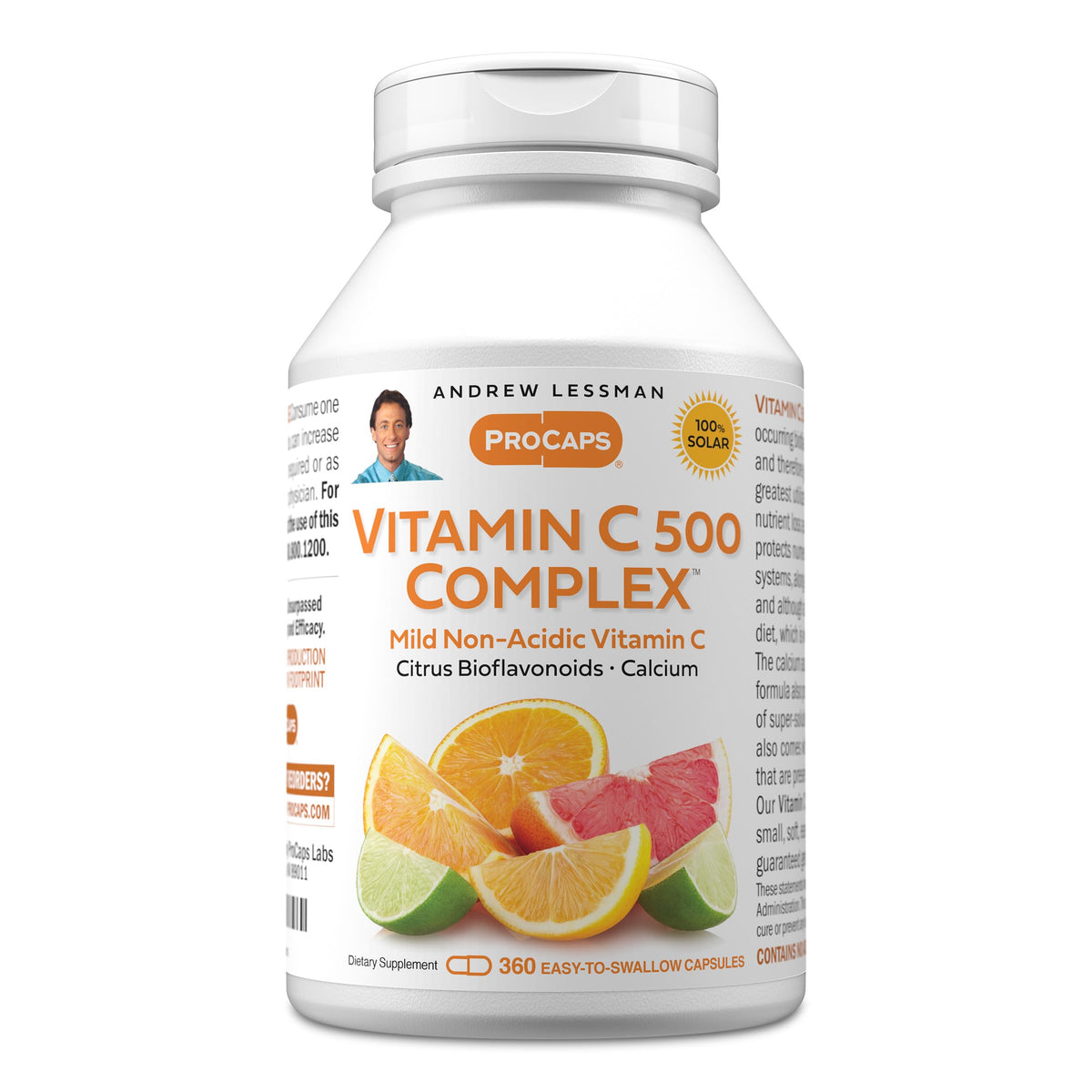 Andrew Lessman Vitamin C 500 Complex bottle with easy-to-swallow capsules for daily use.