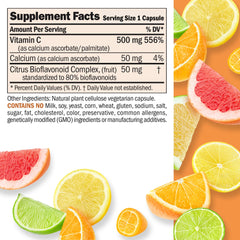 Close-up of Andrew Lessman Vitamin C 500 Complex capsules, small and easy to swallow