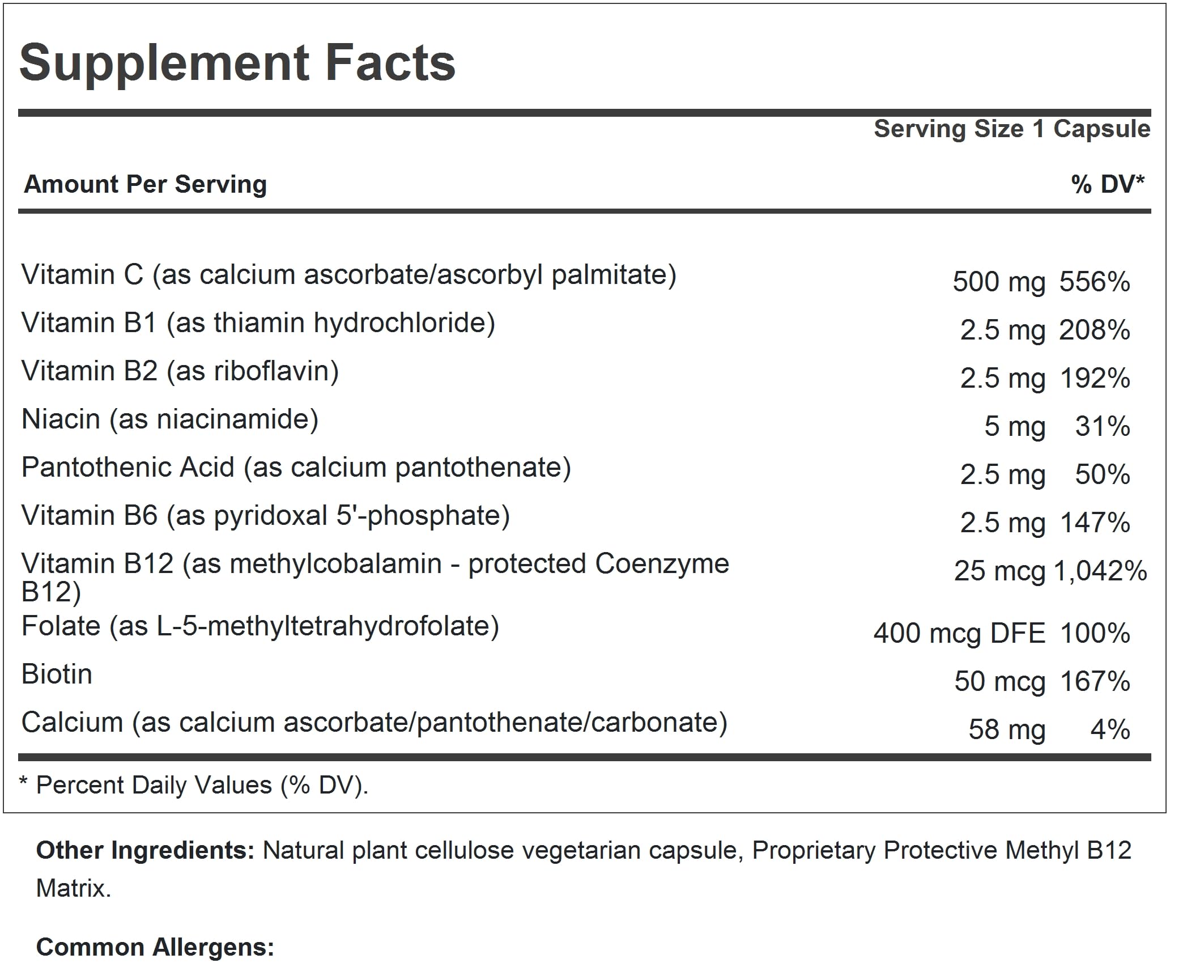 Andrew Lessman Vitamin C 500 Plus B-Complex capsules close-up showing non-acidic formula.