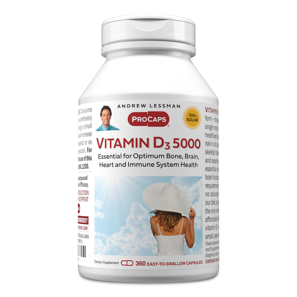 ANDREW LESSMAN Vitamin D3 5000 IU bottle showing high-potency formula for daily bone support