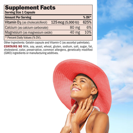 ANDREW LESSMAN Vitamin D3 5000 IU capsules inside view for quick absorption