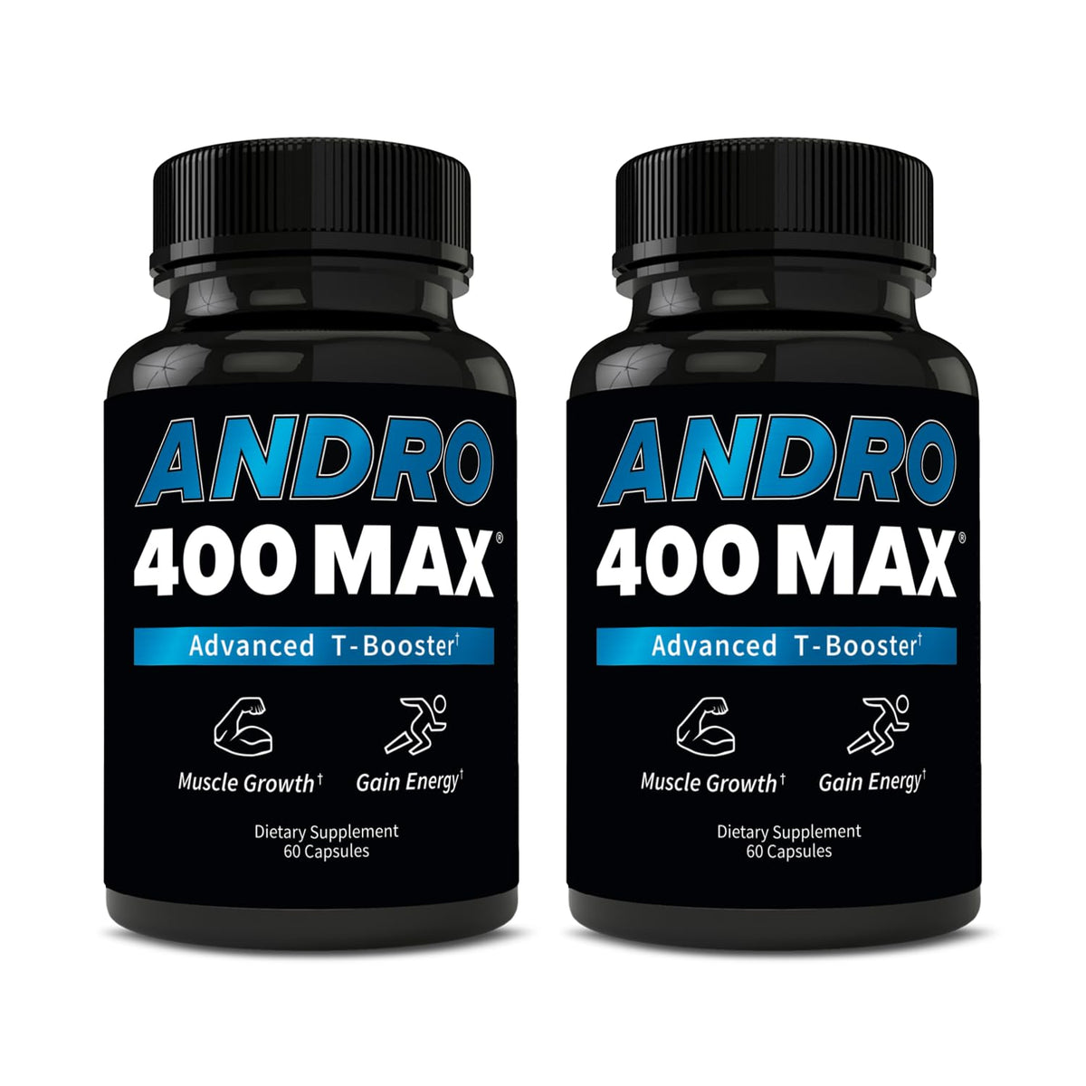 Andro400 Max bottle showing the advanced T-support blend for daily vitality and circulation.