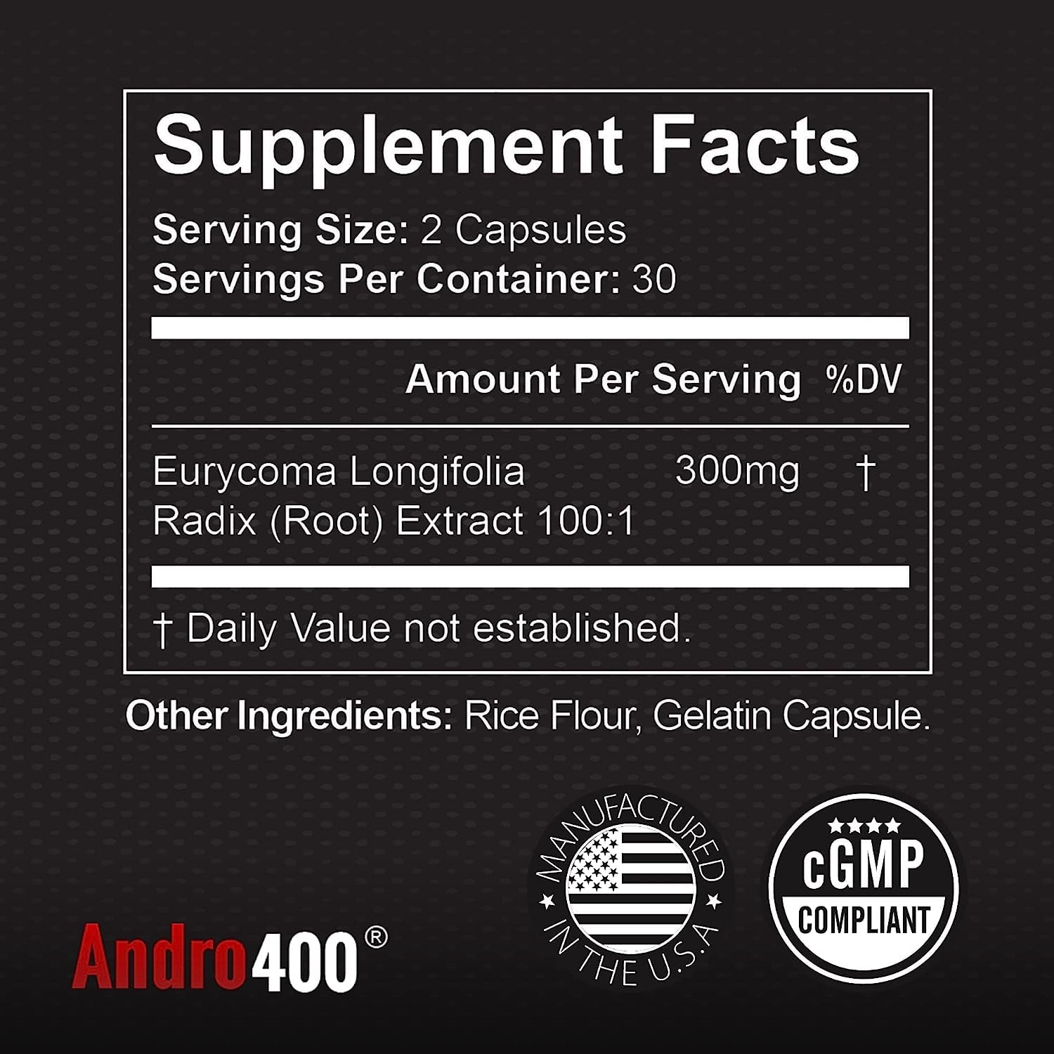 Andro400 packaging closeup conveys premium design and clear quality cues.