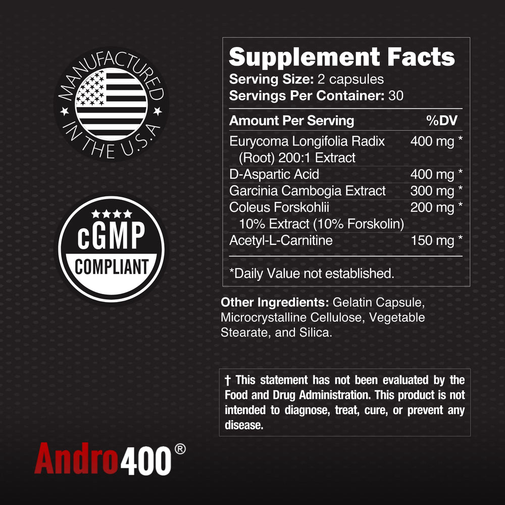 Andro400 UltraMax T third-party testing seal indicating purity