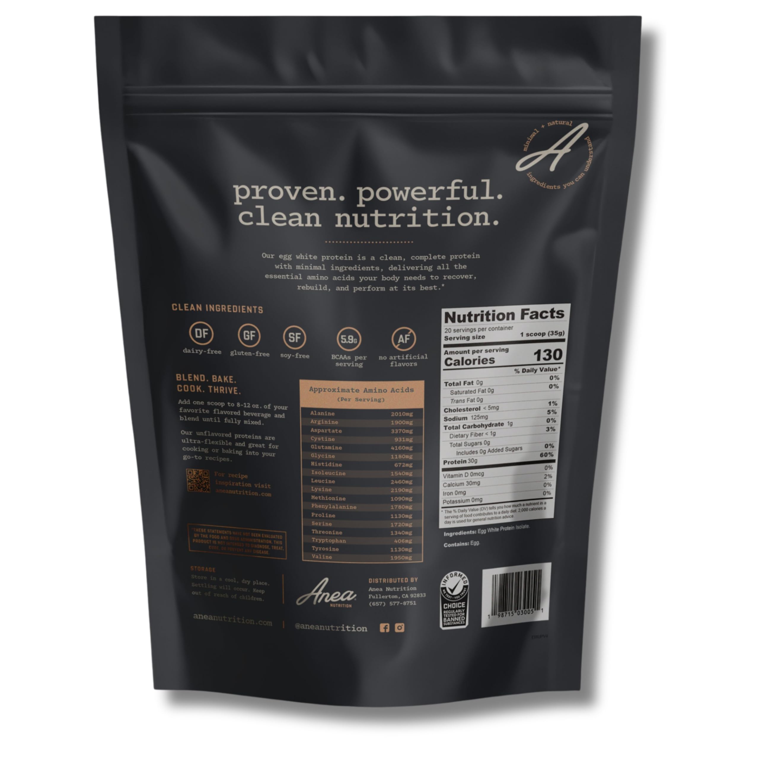 Anea Nutrition egg white protein powder being scooped for smooth, neutral-flavor shakes.