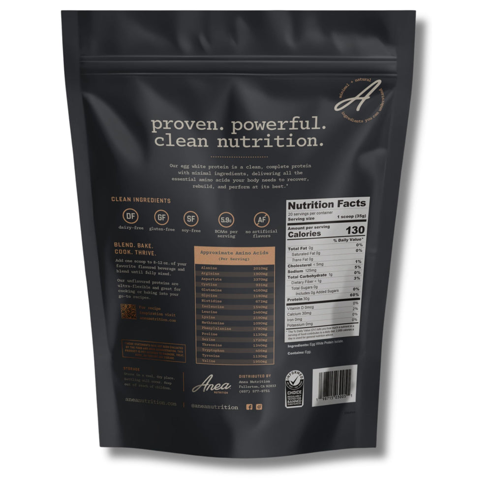 Anea Nutrition egg white protein powder being scooped for smooth, neutral-flavor shakes.